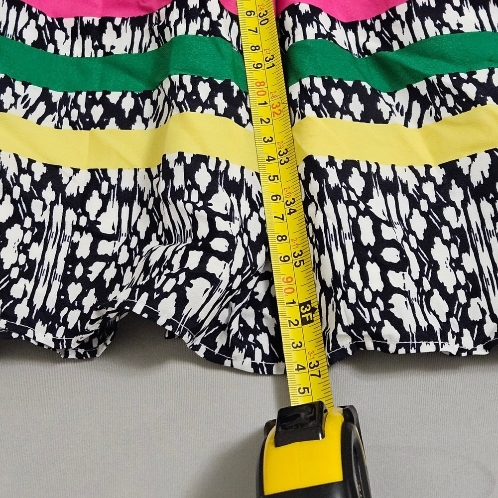 Eliza J Black White Abstract Midi Dress Colorful Stripe Hem Size 8 NWT - Picture 9 of 9